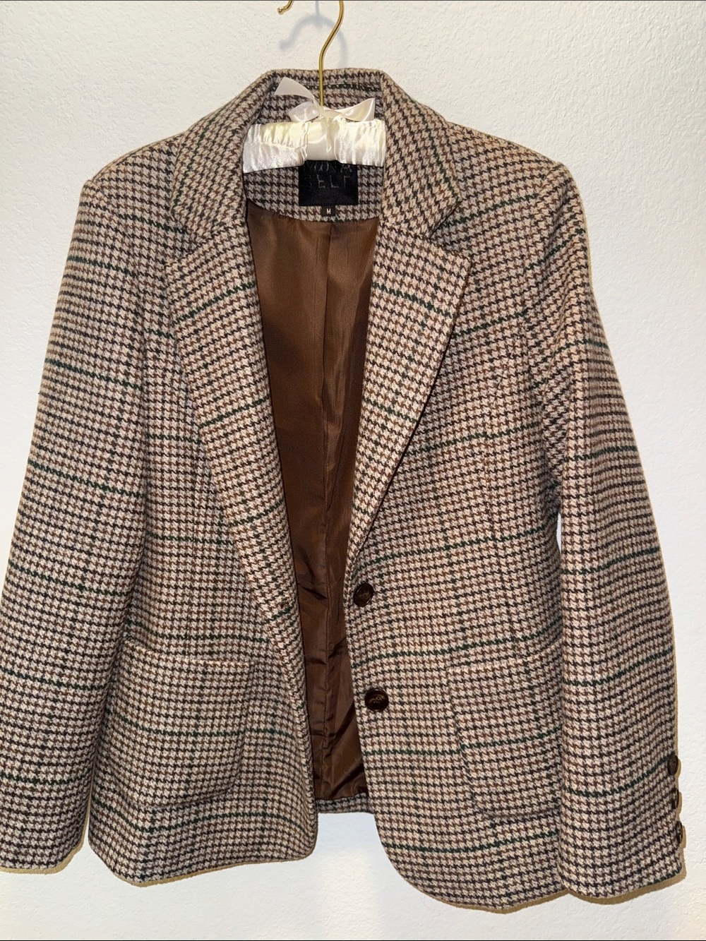 Brown Tweed Houndstooth  Blazer